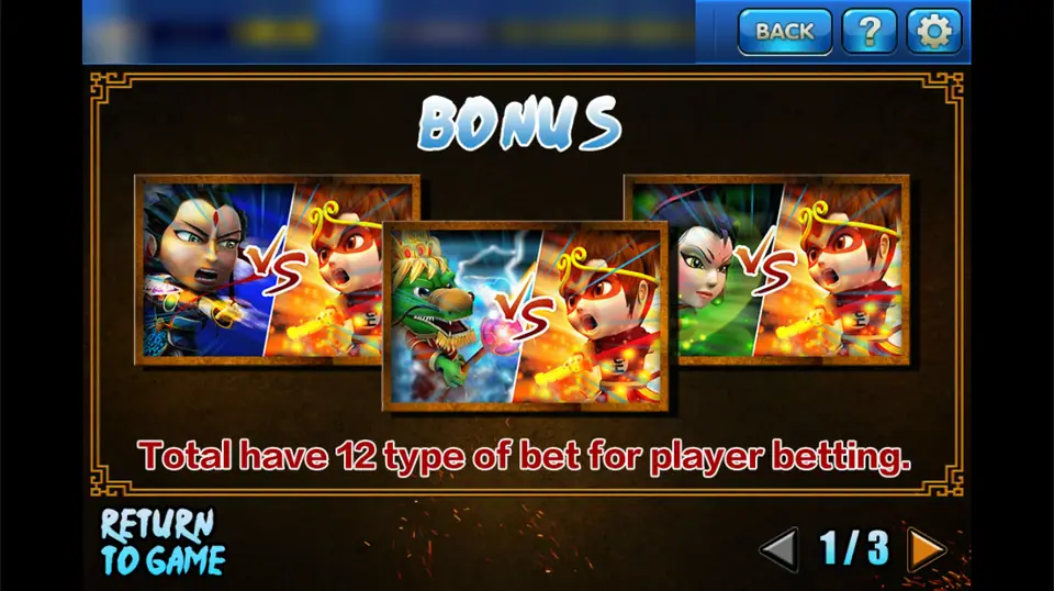 Jue Zhan Tian Xia help page on 3Win8 showing three versus bonus scenes and the note on 12 bet types