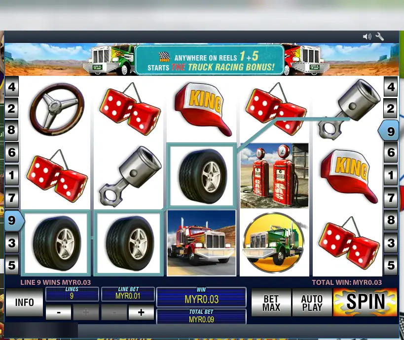 Highway Kings Pro line 9 win with three tyres from the left, MYR0.03
