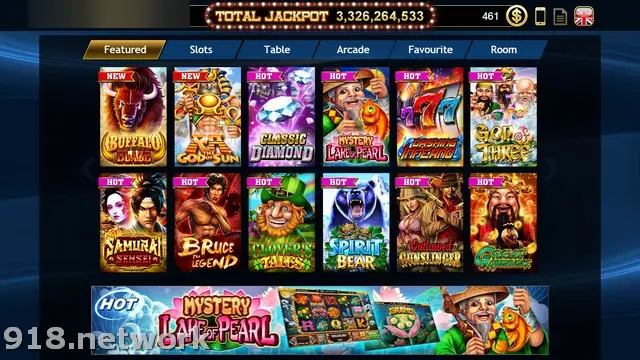 Live22 lobby on the Featured tab with Buffalo Blaze, Ra the God of Sun, Samurai Sensei, Spirit Bear and a Mystery Lake of Pearl banner