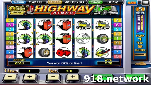 Highway Kings on ACE333 with fuel cans, tyres and trucks, 1 line at 0.01