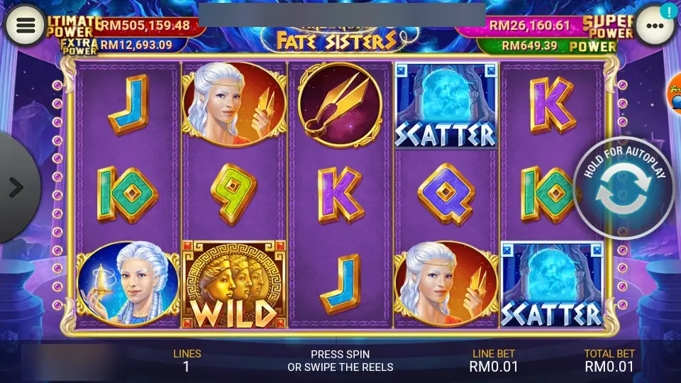 Fate Sisters with two portal scatters on reels four and five and a three-face wild on reel two